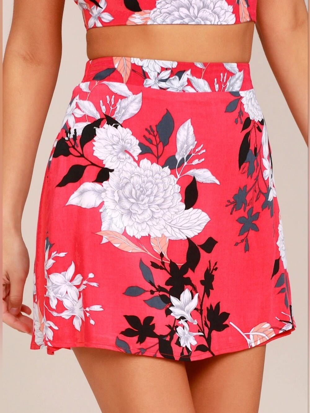 Lulus Sweet Pea Coral Pink Floral Print Mini Skirt